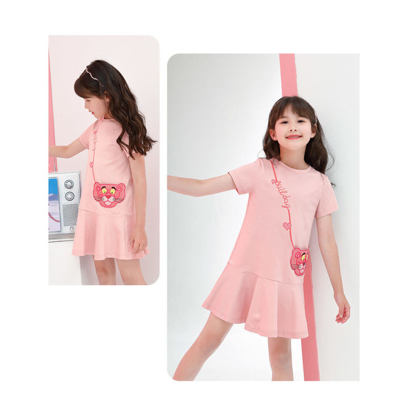 Conyson Wholesale New Design Kids Clothes Summer Outfit Floral Short Sleeve Print T-shirt Cartoon Casual Dress for Little Girls