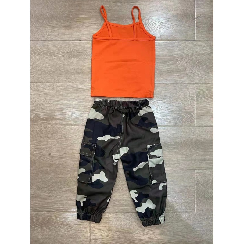 Conyson girls clothing sets fashion toddler baby girls tank top and camo pants 2 piece jogger pants set streetwear