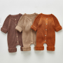 2022 Autumn Baby Romper Knitted Newborn Girls Boys Jumpsuit Outfit Solid Toddler Children Clothing Long Sleeve One Piece