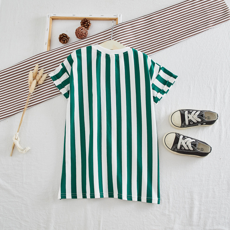 New Fashion Infant Summer Short Girls Sleeve T- Shirt Dress Summer Striped Comfortable Dress Printing Girls T-shirt Dress