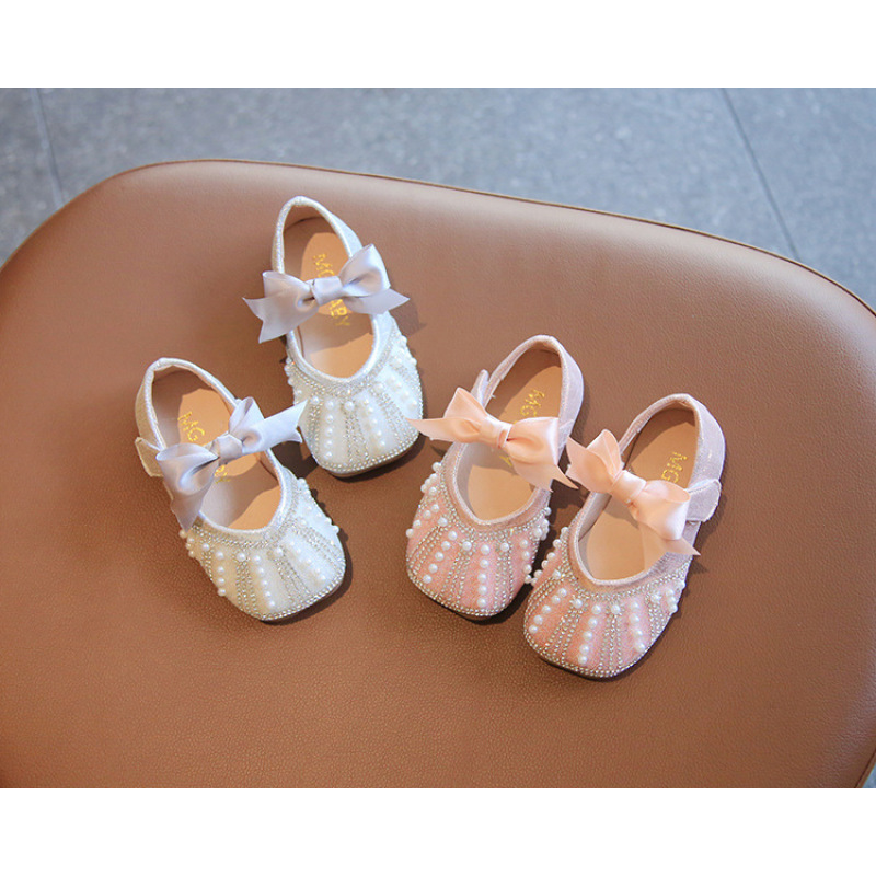 Conyson New Children Leather Shoes Rhinestone Bow Princess Girls Party Dance Shoes Baby Student Flats Kids Performance Shoes
