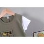 Conyson High Quality Summer Short Sleeve Organic Cotton Sports Style Pullover Two Piece Kids Boy Shorts Casual Clothing Set