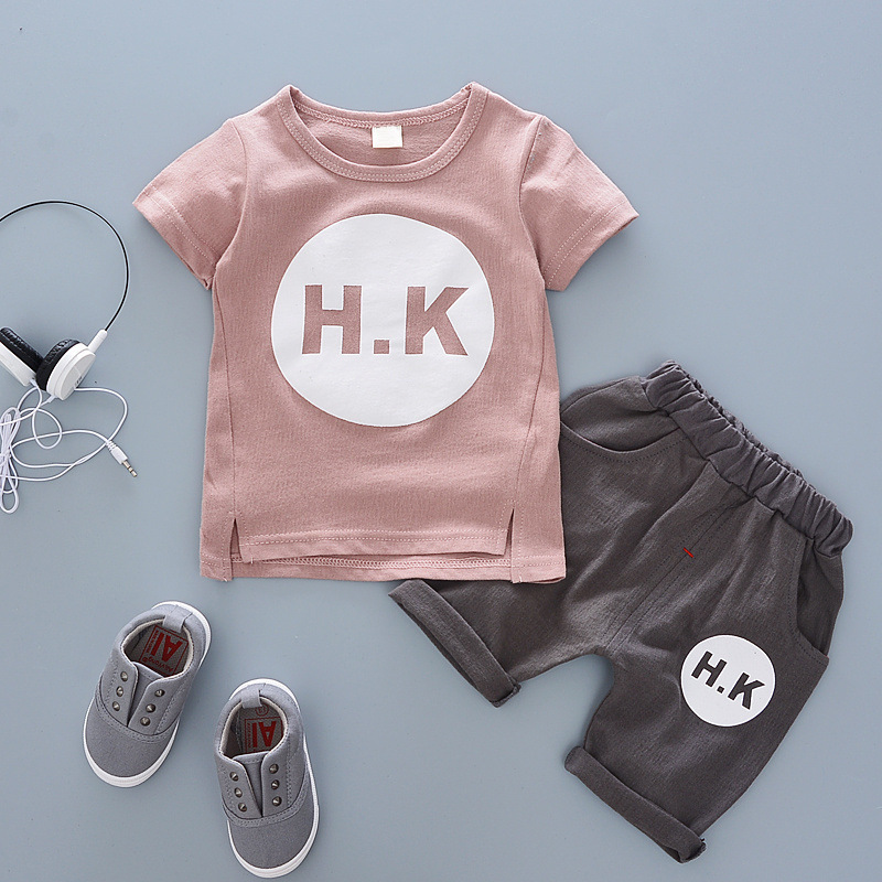 Conyson Wholesale Handsome Korean Kids Clothing Suits T-shirt and Pants 2 Pcs Boys and Girls Infant Unisex Summer Clothing Sets