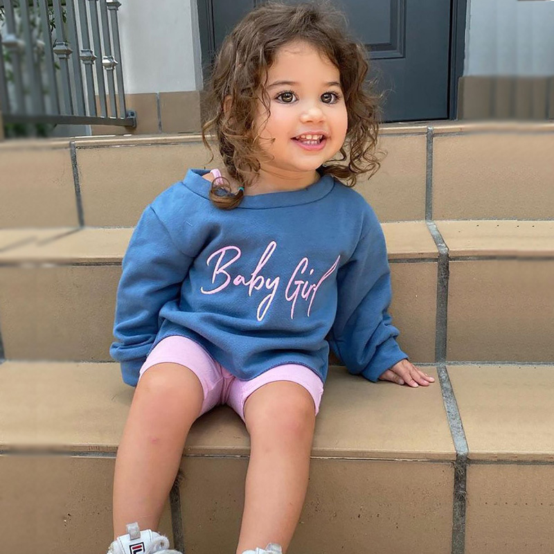 Conyson Spring Kids Clothes Fashion Long Sleeve Sports Tracksuit Cotton Letter Printed Casual Pullover Children Girls Sweatshirt