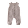 High Quality Covered Button Cotton Lattice Sleeveless Summer Plain Korean Newborn Baby Bodysuit Rompers