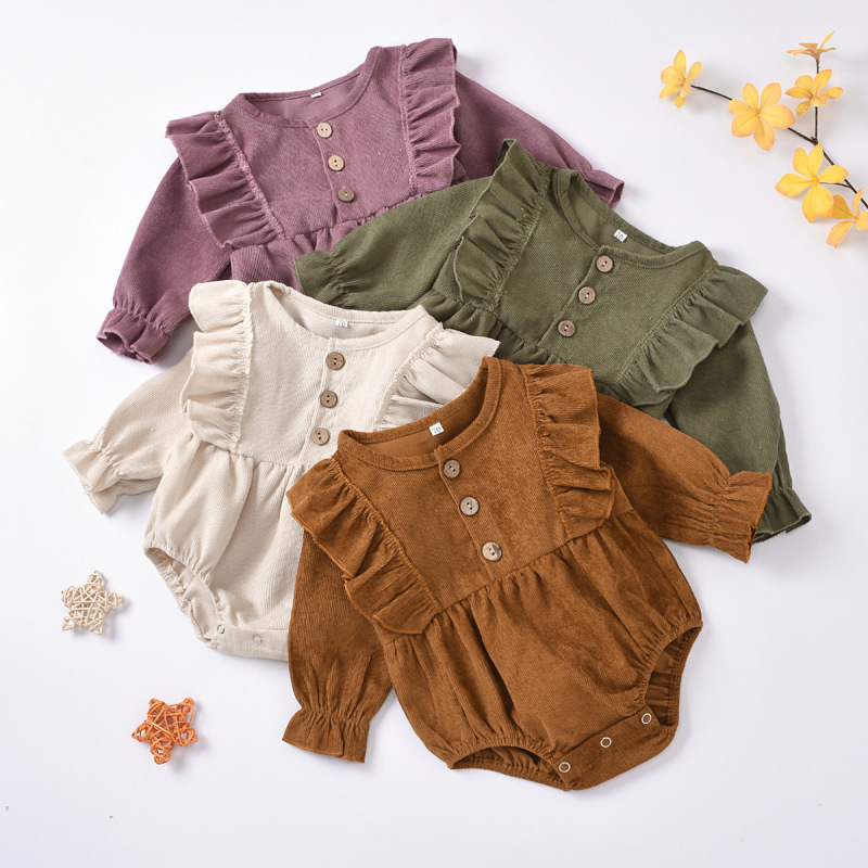 New Style Infant Toddlers Clothes Spring Autumn Warm Jumpsuit Baby Corduroy Romper