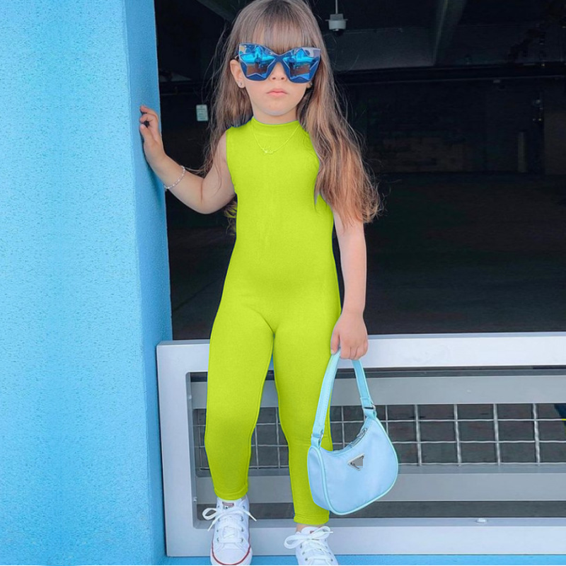 Conyson Summer Hot Sale Little Girl Clothing Oem Fashion Colors Solid Soft Cotton Baby Girls Sleeveless One Piece Jumpsuit