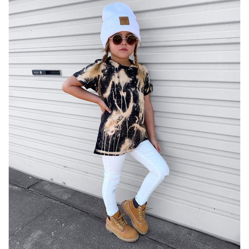 Conyson Wholesale Summer Toddle Boy Cotton Clothes Gold Print Top Baby Boys and Girls Short Sleeve T-shirts
