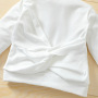 Conyson Designer Long Sleeve White Pullover Top Long Denim Jeans Elastic Waist Trousers Children Girls Clothes Outfit Suits