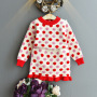 Lovely Knitted Geometric Oneck Sweater Skirt Two Piece Baby Girl Suit Long Sleeve Pullover Top Ruffles Mini Skirts Sets
