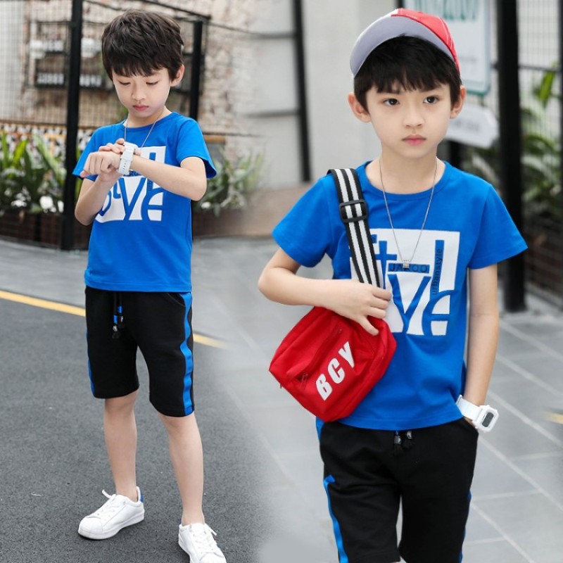 2021 Summer Boy Short Sleeve Pants Children Sports Kids Clothes New Style Fashion Children Clothing Casual Slim Boys Suit