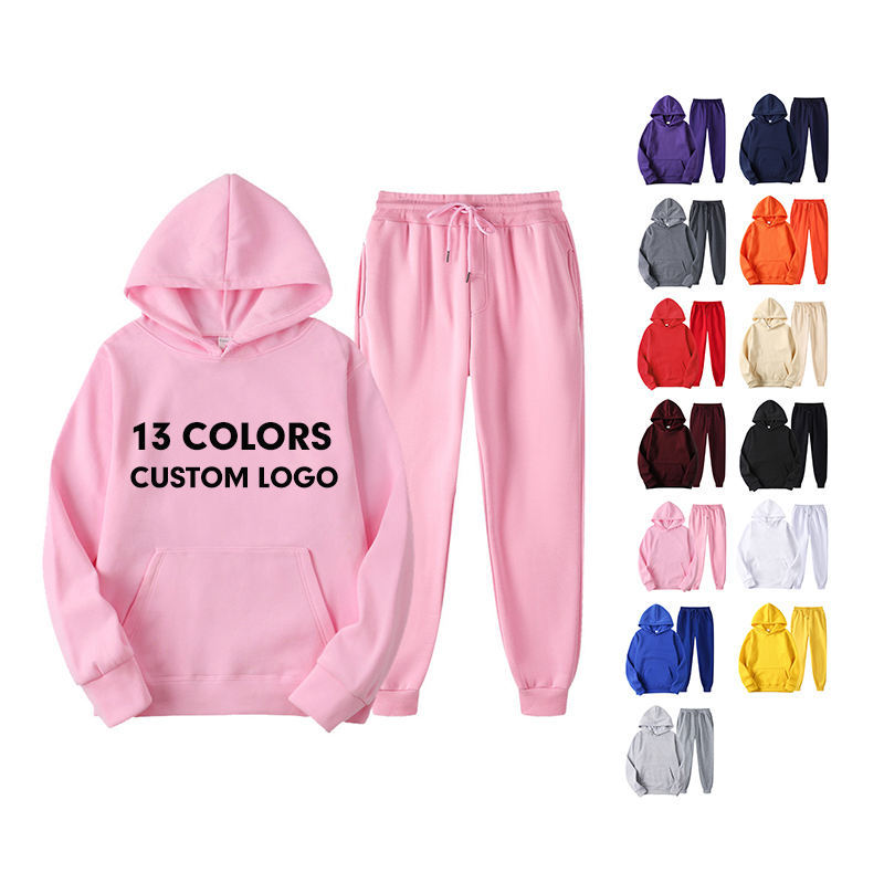Wholesale Winter Casual Solid Hoodie Women Ladies Two Pieces Jogger Set Womens Sweat Sweatsuit 2 Piece Tracksuit Sets