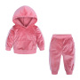 The Latest Design Explosion Gold Velvet Children Long Sleeve Kids Hooded Clothes Sets  Suits For Kids Boys