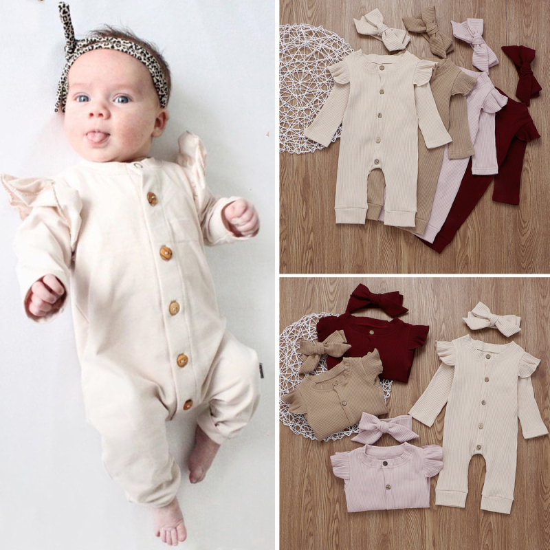 Conyson Girls Knitted Striped Jumpsuit Autumn Baby Clothes Boys Long Sleeve Headband Kids Outfits Girl 2Pcs Set Newborn Rompers