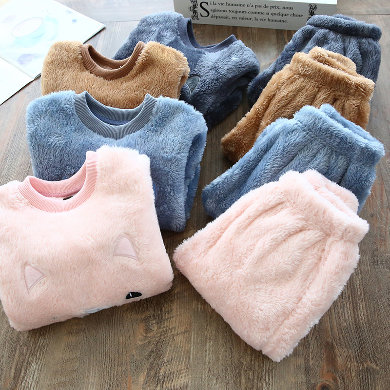 Baby's family suit Flannel autumn/winter baby pajamas for children sleeping clothes with extra thickness for boys and girls