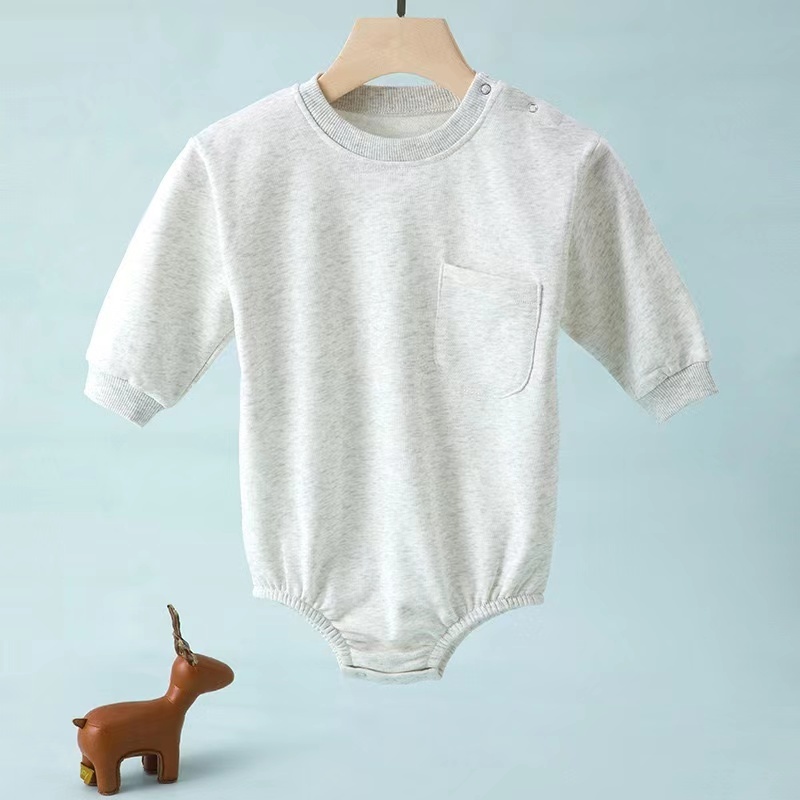 Conyson Wholesale New Autumn baby High Quality romper Solid Cotton Long Sleeve Infant Baby sweatshirt Romper