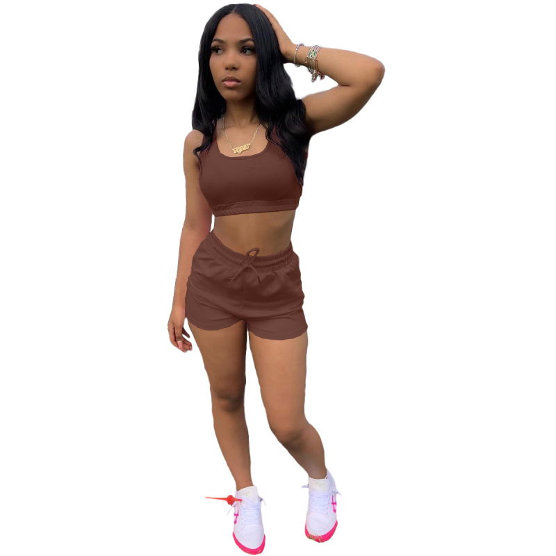 Conyson 2022 Custom Summer Outfits Women Clothing 2 Piece Set Crop Tank Top Jogger Biker Lounge Wear Two Piece Shorts set