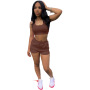 Conyson 2022 Custom Summer Outfits Women Clothing 2 Piece Set Crop Tank Top Jogger Biker Lounge Wear Two Piece Shorts set