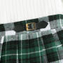 2022 Autumn Winter Kids Clothes Set Fashion Style High Collar Long Sleeve White Blouse Green Checkered Skirt 2Pcs Girls Outfits
