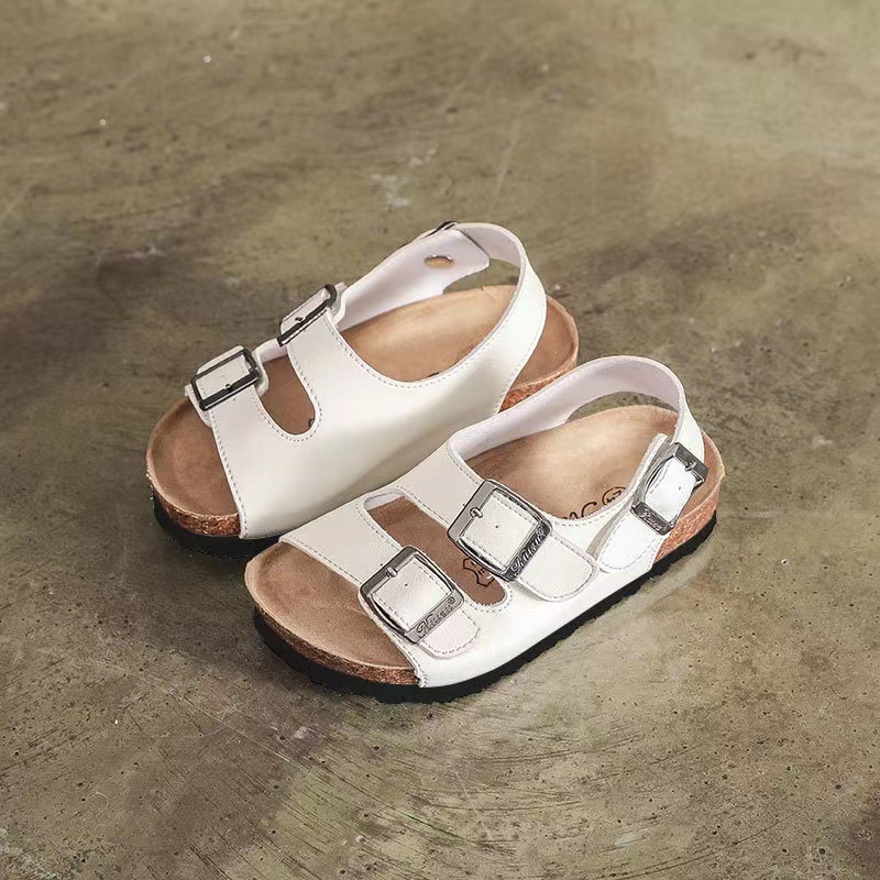 2022 Spring Autumn Anti Slip Slippers Unisex Shoes Beach Sandals Solid Colors Two Buckles Cork With Flat Bottom Shoes