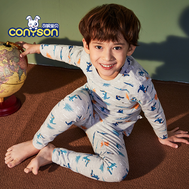 Conyson Hot Sale Casual Long Sleeve Spring Autumn Cartoon Cotton Patterns Knitted Unisex Baby Kids Full Sublimation Pajamas