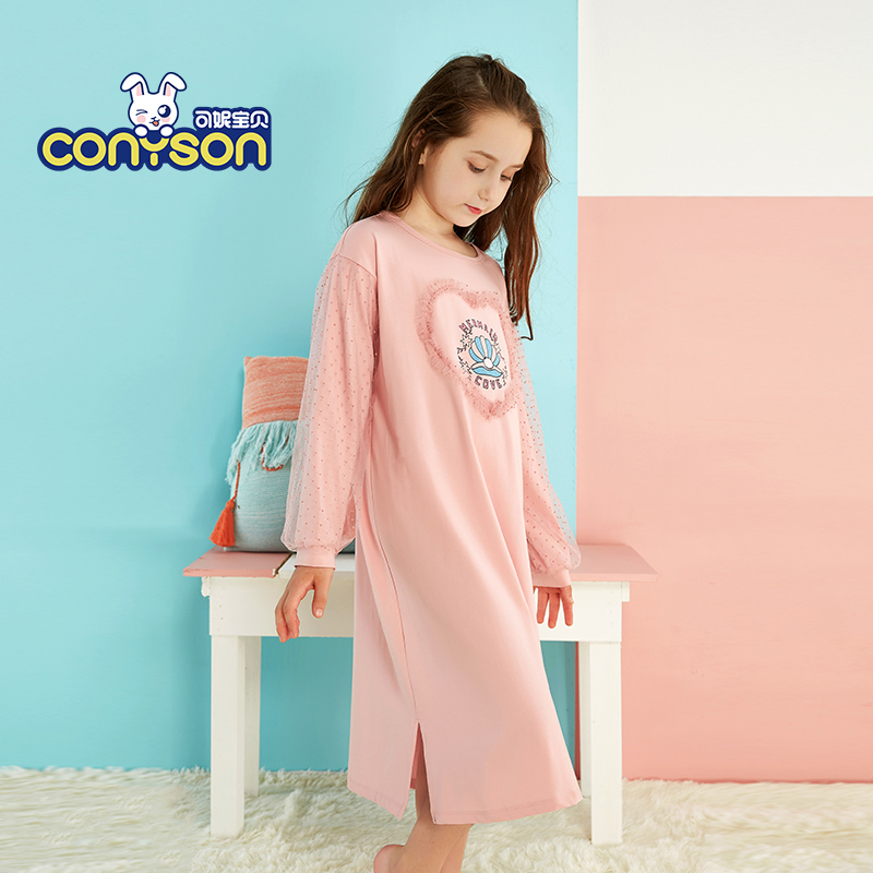 Conyson New Flower kids Fashion dress Lace Kids For Girl Summer long sleeve girls dress