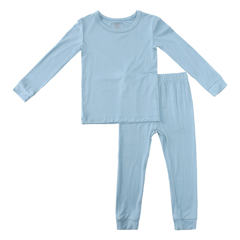 Conysony Hot Sale Unisex Soft Bamboo Long Sleeve Solid Color Leggings Kids Loungewear 2 Pieces Underwear Pajamas Kids Sets