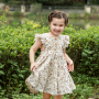 New Conyson High Quality Cotton Kids Summer Casual Party Pinafore Ruffle Shoulder Floral Girls' Dresses 1-9 years