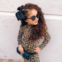 Conyson Infant Baby Girls Spring Casual Dress Leopard Zebra Print Mock-Neck Long Sleeves Outfit Little Girls Knee-Length Dresses