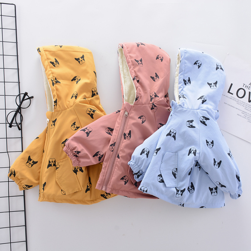 Factory Supply Warm And Soft Hooded Zipper Kid Cartoon Coat Kids Girls Jacket Children Winter clothing