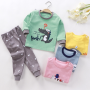 Conyson Wholesale Winter Long Sleeve Knitted Boys Clothes 2Pcs Baby children cartoon Suits for Kids cotton clothing pajama sets