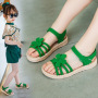 Conyson Wholesale Summer Fashion Soft Bottom Princess Sport Shoes Kids Girls Flower Strap Up Heeled Sandals Femme