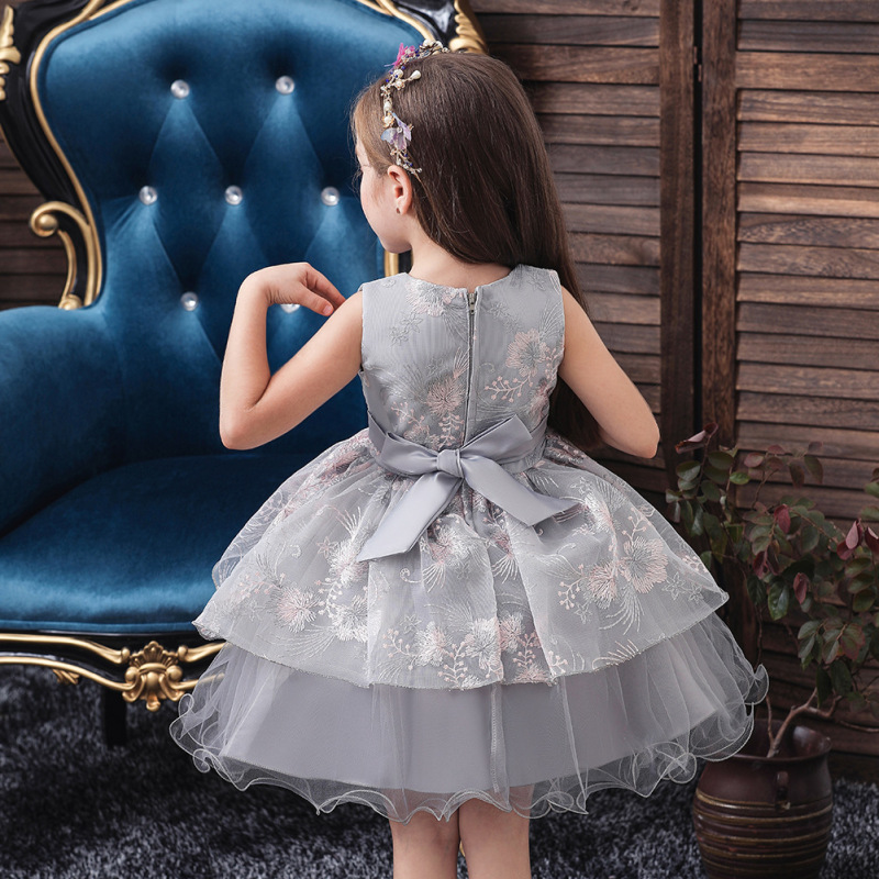 Conyson New Girl's Birthday leisure Party sleeveless Dresses Girls Summer casual Dresses Kid Girls satin lace Pattern Bow Dress