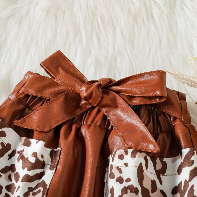 Conyson New Arrivals Spring Autumn Long Sleeve Leopard Printing 0-Neck Girls Fashion Two Piece Baby Girl Outfit 2pcs Clothes Set