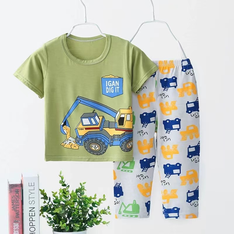 Conyson High Quality Korean Style Spring Summer Cotton Kids Pyjama Sets Boys Girls Short Sleeve Two Pieces Clothes