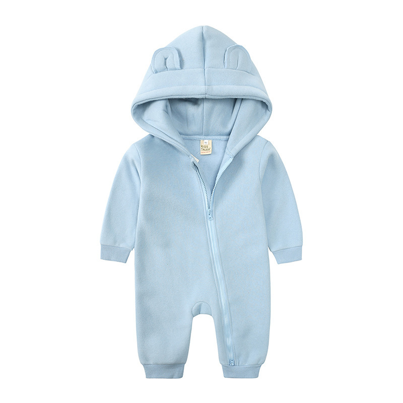 Conyson autumn fashion designer custom logo newborn baby boy long sleeve clothe girl winter zipper cotton hoodie clothing romper