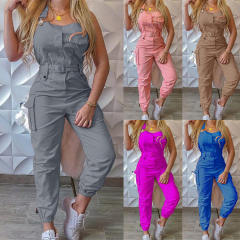hot sale Fashion designer Summer women sleeveless Clothing overall Pants waistband Girls Clothes One Piece oversize Jumpsuits