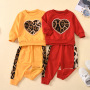 Conyson Valentine's Day Gift New Toddler Kid Baby Girl Winter Clothes Sets Long Sleeve Leopard Tops Long Pants Outfit Tracksuit