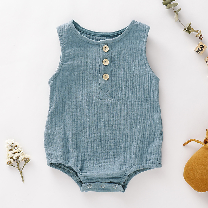 Newborn Sleeveless Soft Linen Baby Jumpsuit Boutique Newborn Jumpsuit Rompers