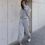 Hot Sale High Quality Custom Long Sleeve Tracksuit Sport Gym Pullover Plain Crop Top 2 Pieces Jogging Oversized Women's  Set
