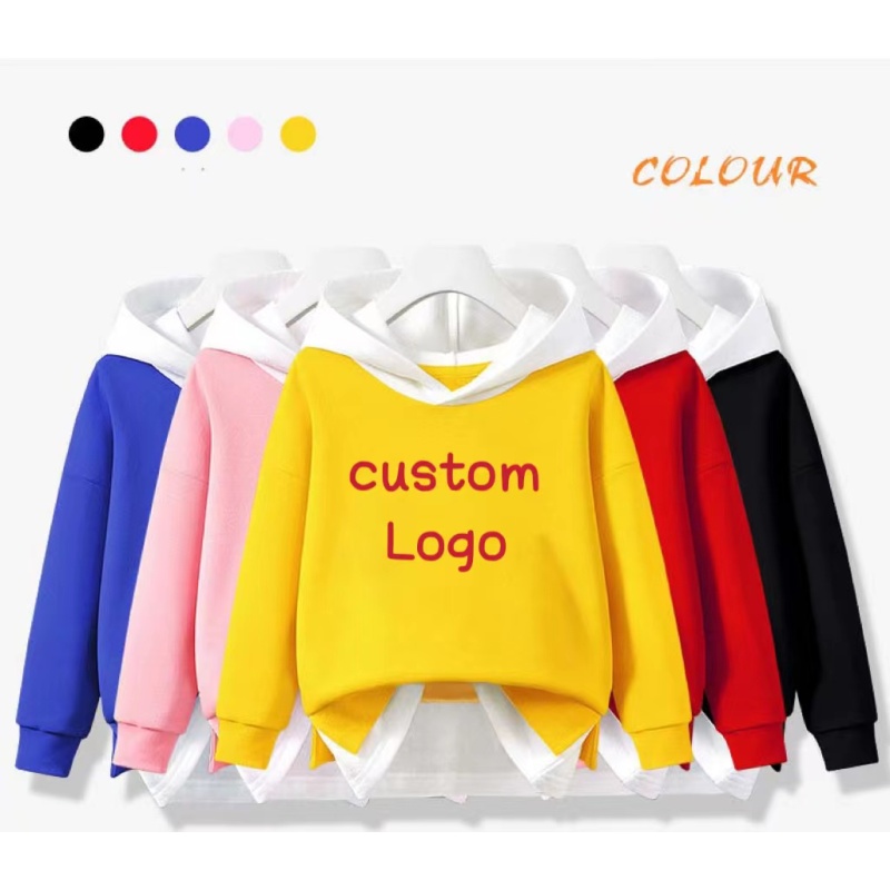 Wholesale Custom Logo Unisex Kids Hoodie Sweater Splicing Stitching Color Assumes Two Pieces Casual Sports Tops Upper Garments