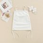 Conyson Summer Slip Dress Toddler Kids Baby Girl Casual Sleeveless Solid Color Tie Up One-piece Outfit Clothes Girls Dresses
