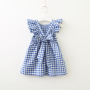 Conyson Summer Dress Design Ruffle Prom Formal Fairy Flying Sleeve Party Dress Bow Plaid Backless 2-8Y Easter Kids Girl Dress