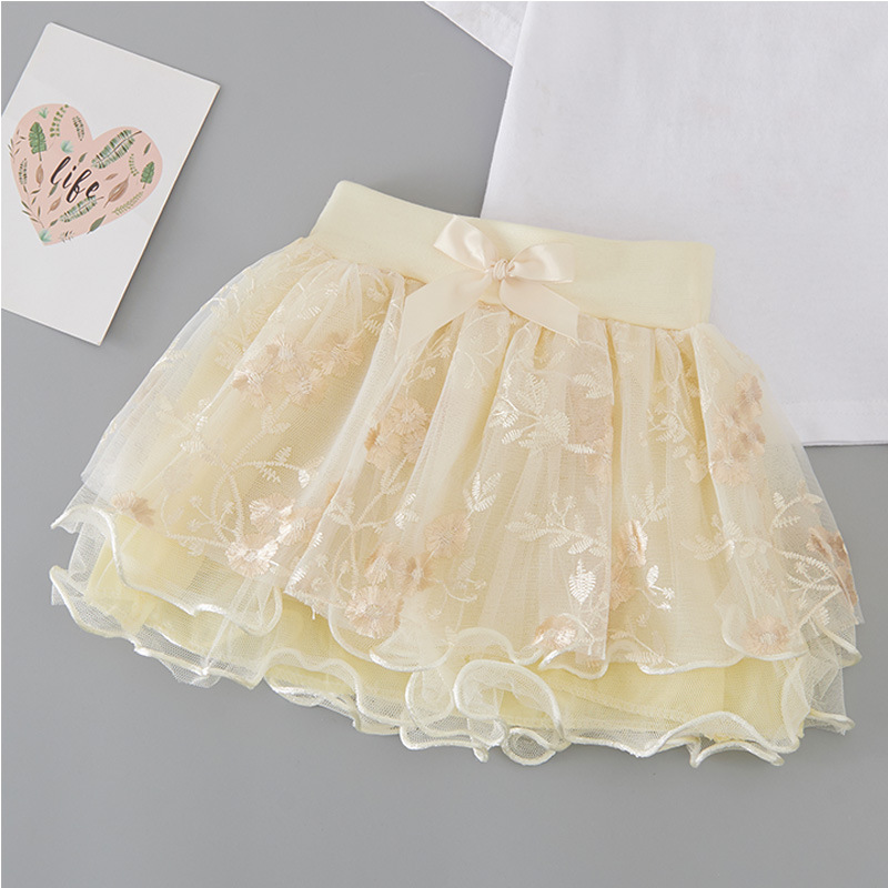 Conyson Korea Designer Kids Clothes Latest Baby Girls Summer Casual All-match Short Skirt Flowers Mesh Embroidered Skirt