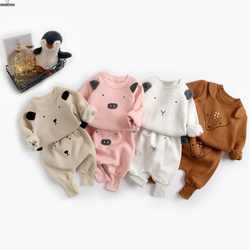 Conyson hot sale fall children korean designer animal baby kids fashion boutique winter clothing boy girls cotton clothes sets