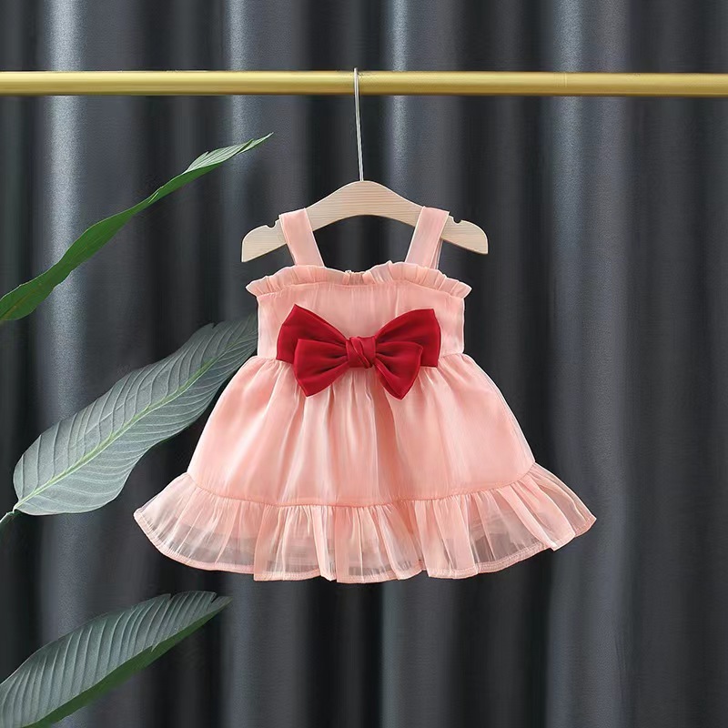 Conyson High Quality Summer Cotton Polyester 1-3 Years Old Sleeveless Fashionable Sweet Style Bowknot Girl New Princess Dresses