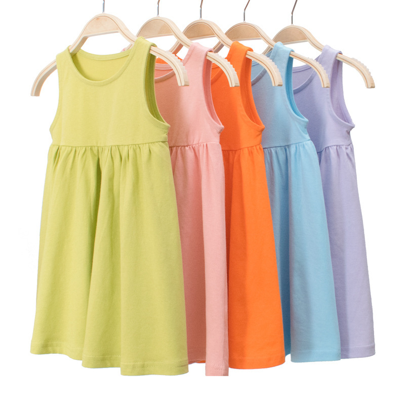 High Quality Kids Sleeveless Dress 100% Cotton Summer Girls Dress Girl Clothes Dress