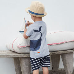 2-7 Years old boy Knitted O-Neck cartoon Child Kid Clothing Set outfits short sleeve pant suit kids clothes