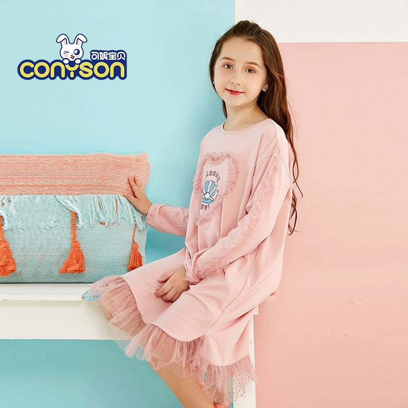 Conyson New Flower kids Fashion dress Lace Kids For Girl Summer long sleeve girls dress