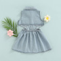 CONYSON summer rts fashion kids Toddler Single clothes sets wear Girl Sleeveless Baby Girls casual Jackets Denim button clothing